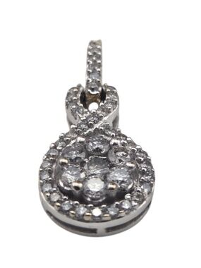 10 Karat White Gold Diamond Cluster Open Pendant #20694